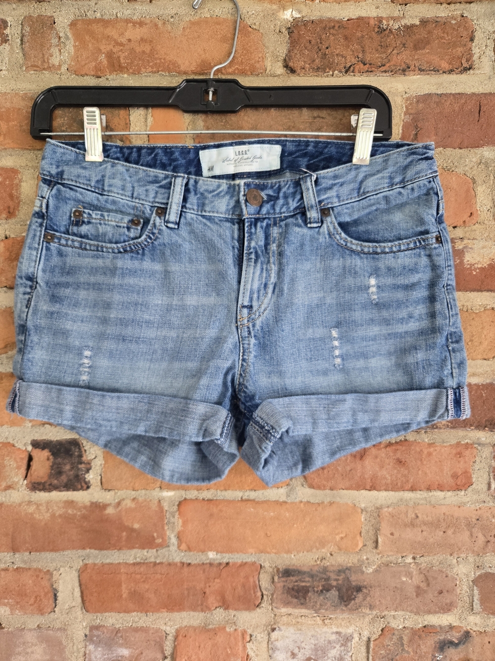 H&M Light Blue Rolled Cuff Denim Shorts